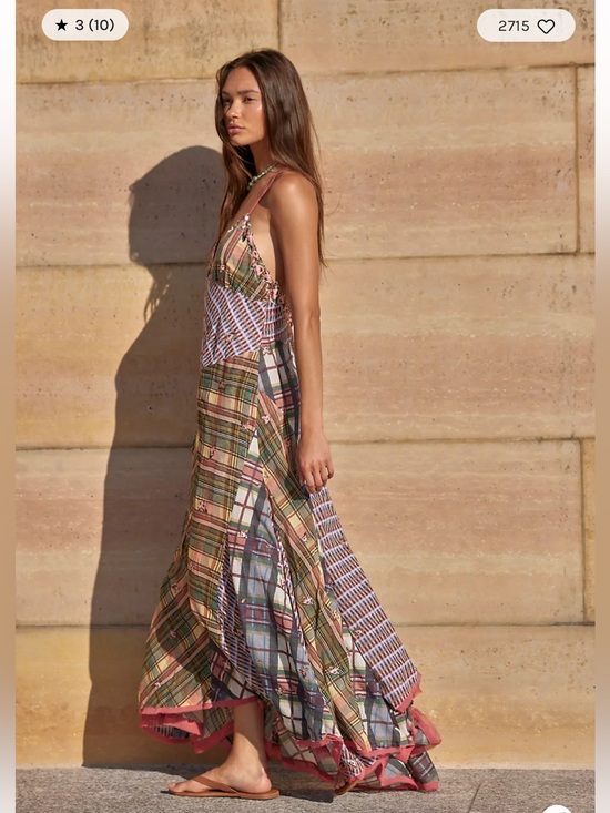 Free People Dresses & Skirts - Free People Prairie Dust Plaid Patchwork Embroidered Floral Maxi Dress M